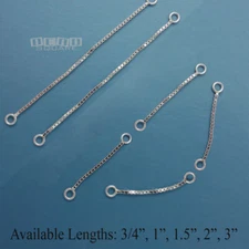 Sterling Silver Cube Box Link Chain Connector w/Closed Rings [Options 3/4" - 3"]