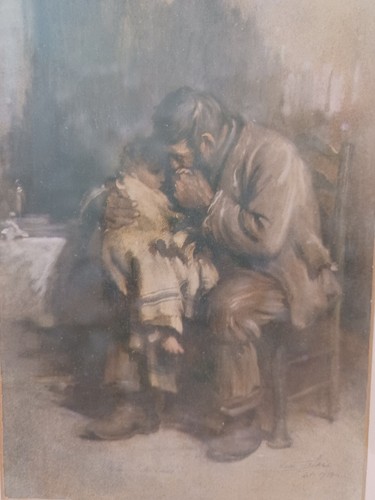 Vintage Original Framed Motherless Sir Samuel Luke Fildes Litho Art Print C1914 - Picture 6 of 18