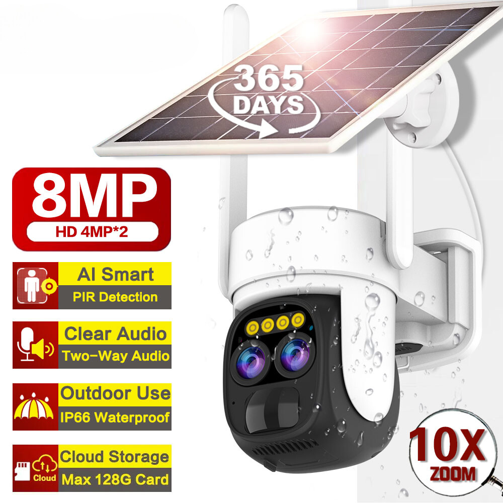 10X Optical Zoom 2Audio IP Panel Solar Camera Home Security Video Surveillance