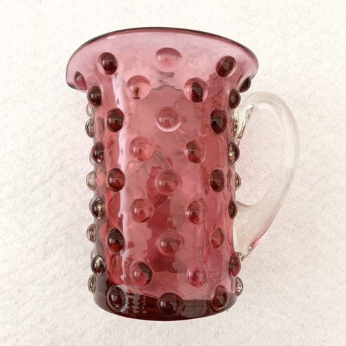 Vintage Cranberry Glass Hobnail mini pitcher creamer 3-7/8” Tall art glass - Picture 2 of 6