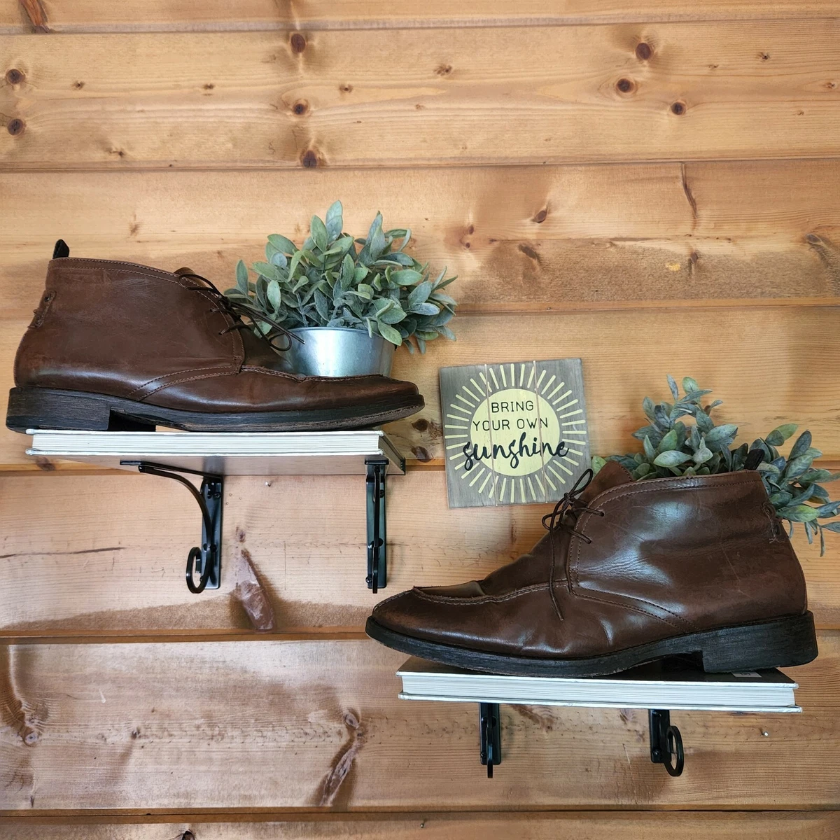 Johnston Murphy 20 6580 Sheepskin Leather Brown Ankle Chukka Boots Split Toe 12M
