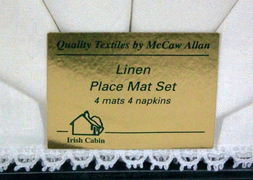 MCCAW ALLAN WHITE IRISH LINEN SET OF 4 PLACEMATS & 4 NAPKINS 17"x 12" NEW IN BOX - Picture 3 of 7