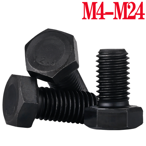 M4 M5 M6 M8 M10-M24 High Tensile 12.9 Hex Head Bolts Hexagon Cap Screws Black - Picture 1 of 10