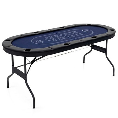 1,8m Faltbarer Pokertisch für Blackjack Texas Hold em Casino Freizeit Spiel - Schwarz