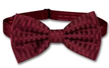 Vesuvio Napoli BOWTie BURGUNDY Color Striped Vertical Stripes Mens Bow Tie