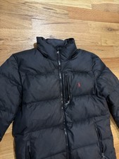 Polo Ralph Lauren Black Puffer Jacket Full Zip Zipped Pockets Size Youth XL