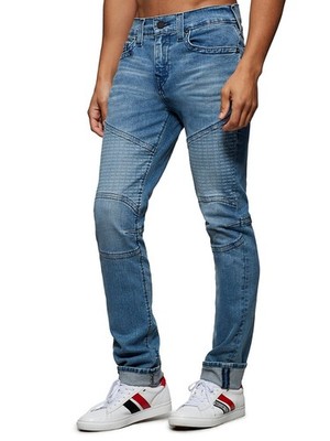 True Religion Men's Rocco Moto Relaxed Skinny Jeans - 103331 Size