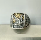 Vtg Shubes Sterling Silver and 14K Gold Nugget Eagle Men’s Ring Sz 13 Patriotic