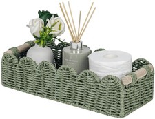 Scalloped Toilet Paper Storage Basket W/Handle for Home Decor