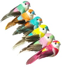 6pcs Artificial Spring Birds Clip on Colorful Bird for Crafts Tree Ornaments ...