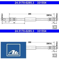 2X Bremsschlauch ATE 24.5170-0285.3 2 BremsschläUche Rechts Links Hinten