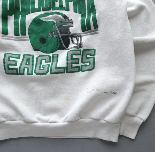 Vintage 80s 90s Philadelphia Eagles NFL Crewneck Sweatshirt Kelly Green White S - Picture 3 of 9