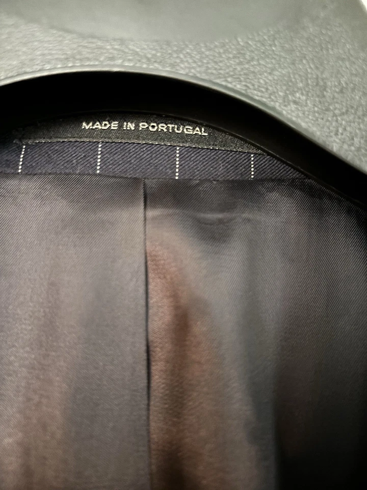 Traje Lands' End 48R 2 piezas AZUL MARINO RAYAS Lana Pura 40W/30,5L Hecho en Portugal Usado en Excelente Condición Foto 3 de 4