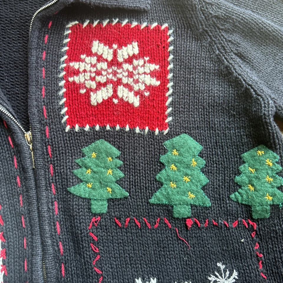Suéter Crazy Horse Patchwork Navidad Cremallera Talla Grande Foto 4 de 4