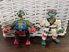 1992 TMNT Ninja Turtles Smash’em Bash’em Leo & Mike Action Figures Vintage