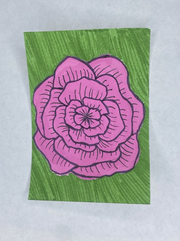 Original ACEO Acrylic Abstract Painting Peonies Rose Flower 2.5x3.5 Tiny Art
