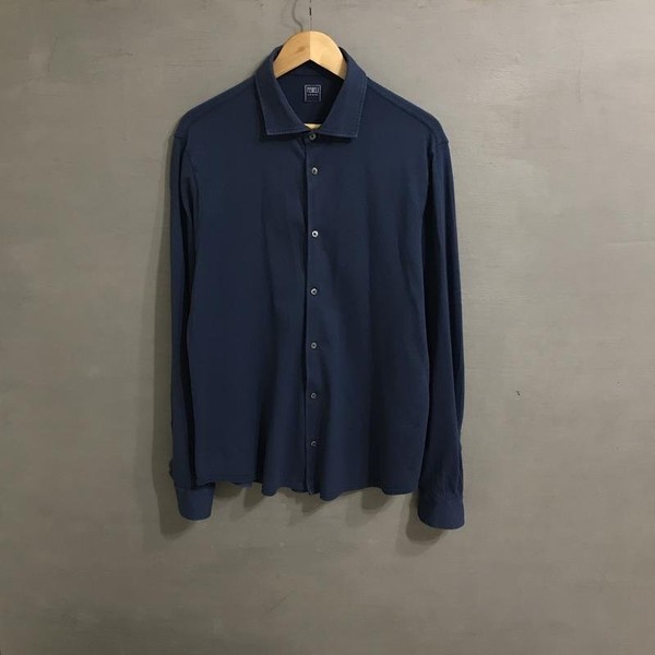 Men Fedeli Shirt Navy Cotton 42 / XL / 50