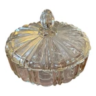 Vintage Clear Pressed Glass Covered Candy Dish 6.75” Possible Anchor Hocking