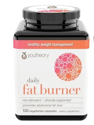 Youtheory Daily Fat Burner 130 Capsules Sinetrol Capsimax Weight Management