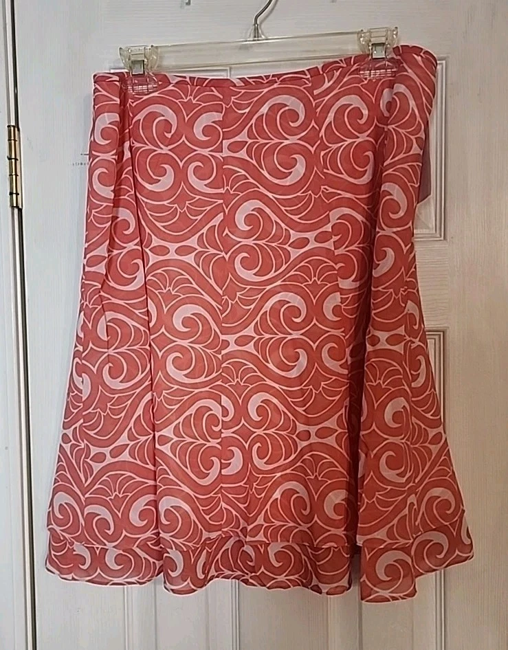 NWT Tahari Coral/ White Womens Skirt Size 14