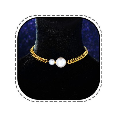 Perlen Choker Halskette Gold Kubanische Gliederkette Grobhalsketten für Damen