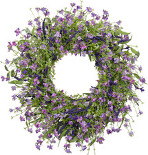 LLZLL Purple Spring Wreaths for Front Door 22 Inch Summer Wreath Artificial Viol