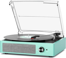 Vinyl Record Player Turntable with Built-In Bluetooth Receiver and 2 Speakers