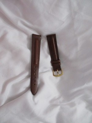 GENUINE leather watchstrap watch band strap 18mm hadley roma brown gold trapunto