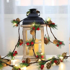 Christmas Simulated Pine Needle Lights 78" 20 LED Pinecone String Lights Coppe