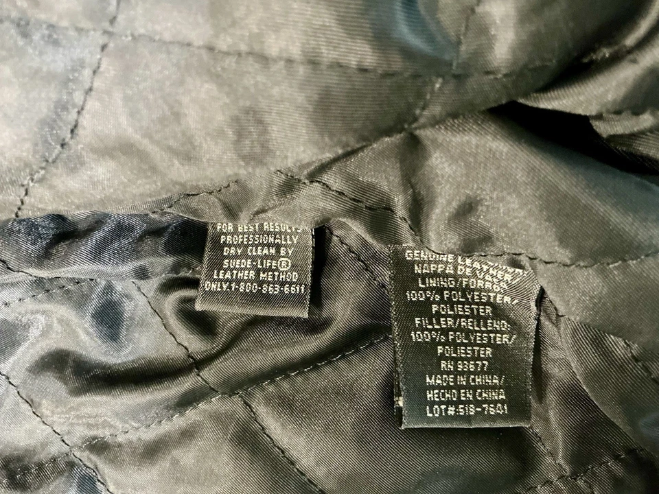 St. John’s Bay Men’s Black Leather Jacket Quilt Lined full Zip size XL - Image 3 of 4