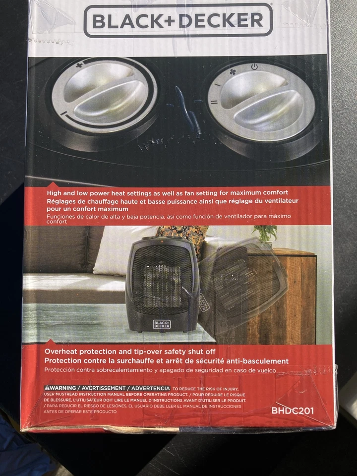 BLACK+DECKER BHDC201 1500W Personal Ceramic Heater Black Adjustable - Image 3 of 3