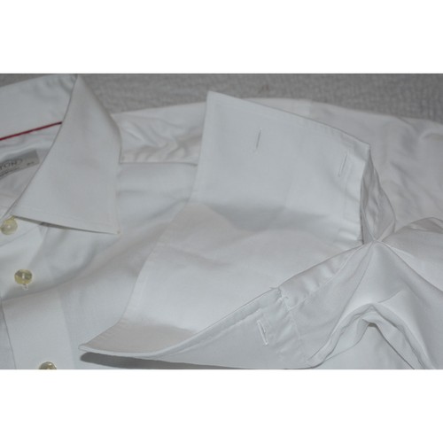 Eton Button Up Dress Shirt Mens Size Large White Cotton Long Sleeve Front Pocket - Picture 3 of 7