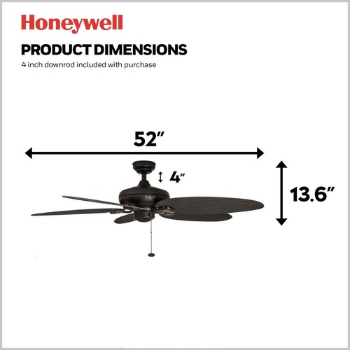 Duval 52 Inch Ceiling Fan, Quick 2 Hang Indoor/Outdoor Ceiling Fan with Pull ... - Picture 4 of 9
