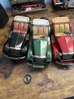 Lot Of 3 Vintage Bandai Tin Friction Cars. 1954 Mg X 3. Parts Or Repair