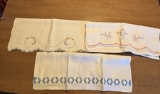 3 Vtg Kitchen, tea or Guest Towels Hand Embroidered Mixed Lot, Various Designs