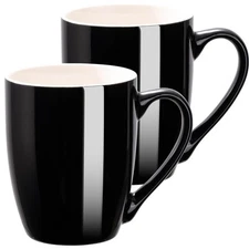Coffee Mug Ceramic, Black Coffee Cups Ceramic Set of 2, 12 Oz Large Coffee Mu