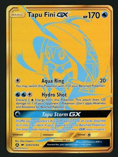 Tapu Fini GX MP SV92/SV94 - Hidden Fates: Shiny Vault Gold Rare - Pokemon