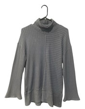 Anthropologie Saturday Sunday Mock Neck Ribbed Blue Gray Sweater Size Medium