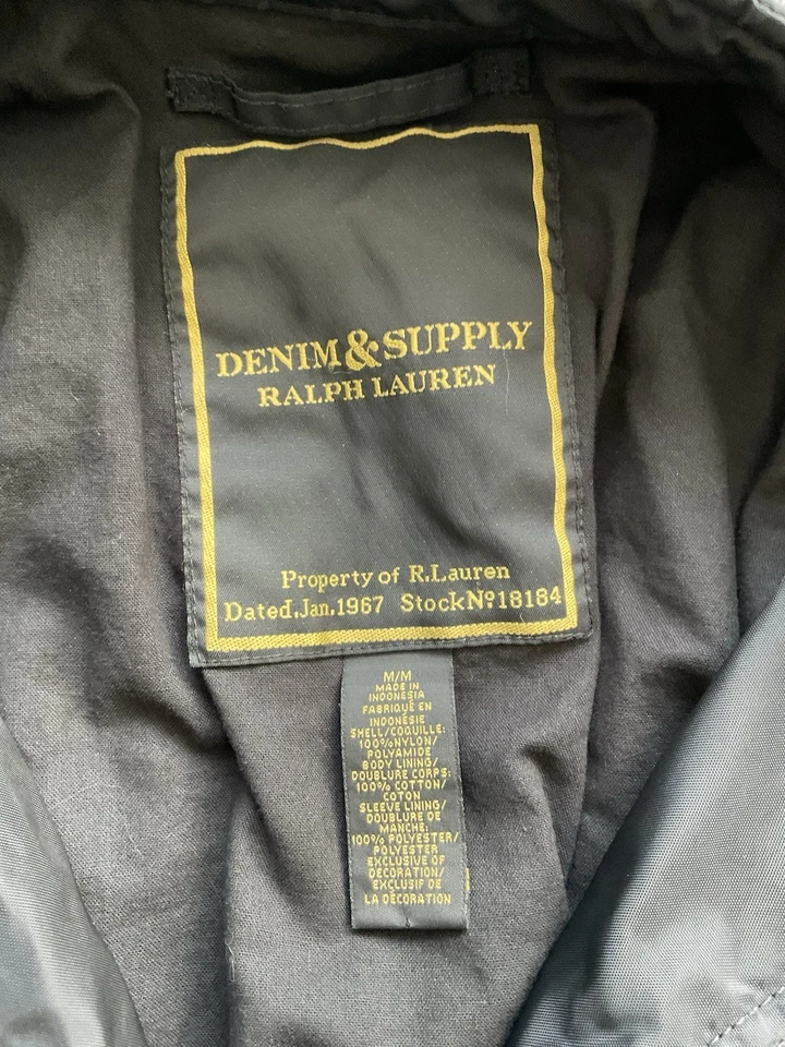 Chaqueta de motociclista de nailon Ralph Lauren Denim & Supply parche bandera de EE. UU. para hombre talla M negra Foto 2 de 4