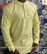 Indian Mens Fancy Kurta Cotton Dress Mens Shirt Plain Top Tonic