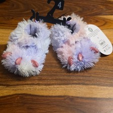 Wonder Nation Girls Monster Faux Fur Glitter Slippers Pink Purple Sz 4