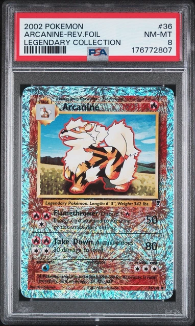 Pokemon TCG: Arcanine 36/110 Reverse Holo Legendary Collection PSA 8