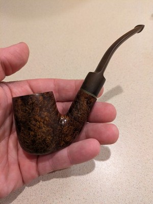Vintage Cellini By Brebbia Estate Pipe Birdseye Briar Bent Billiard Italy Nice!
