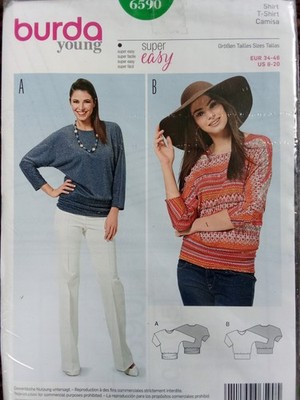 Burda Young 6590 Shirt Schnittmuster Gr. 34 46 Fledermausärmel