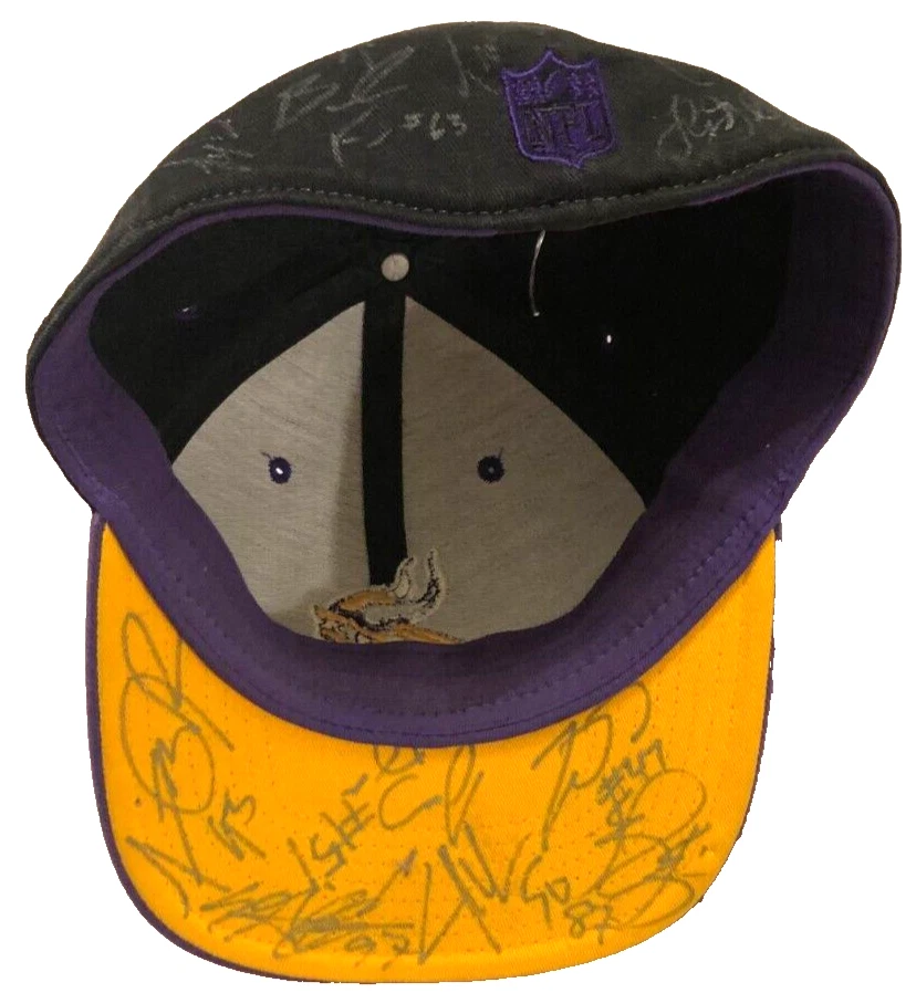 Gorra firmada Minnesota Vikings NFL vintage NFC Reebok negra púrpura L/XL Foto 2 de 4