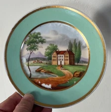 Antique 19th century Old Paris Porcelain Plate with Hand Painted Landscape #3