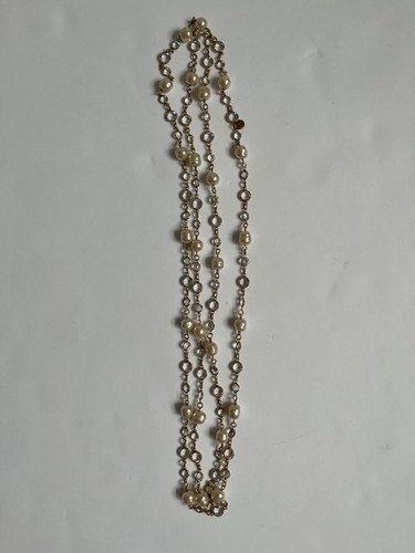 Rare Vintage 1981 CHANEL Gripoix Crystal Faux Baroque Pearl Sautoir Necklace - Bild 3 von 7