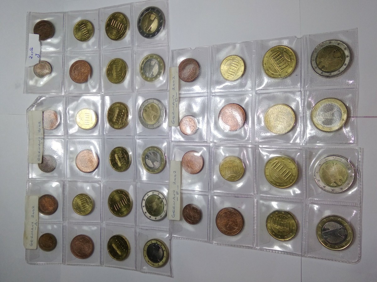 2002 Euro Rare coins, 5 complete sets of (A-D-F-G-J) Germany