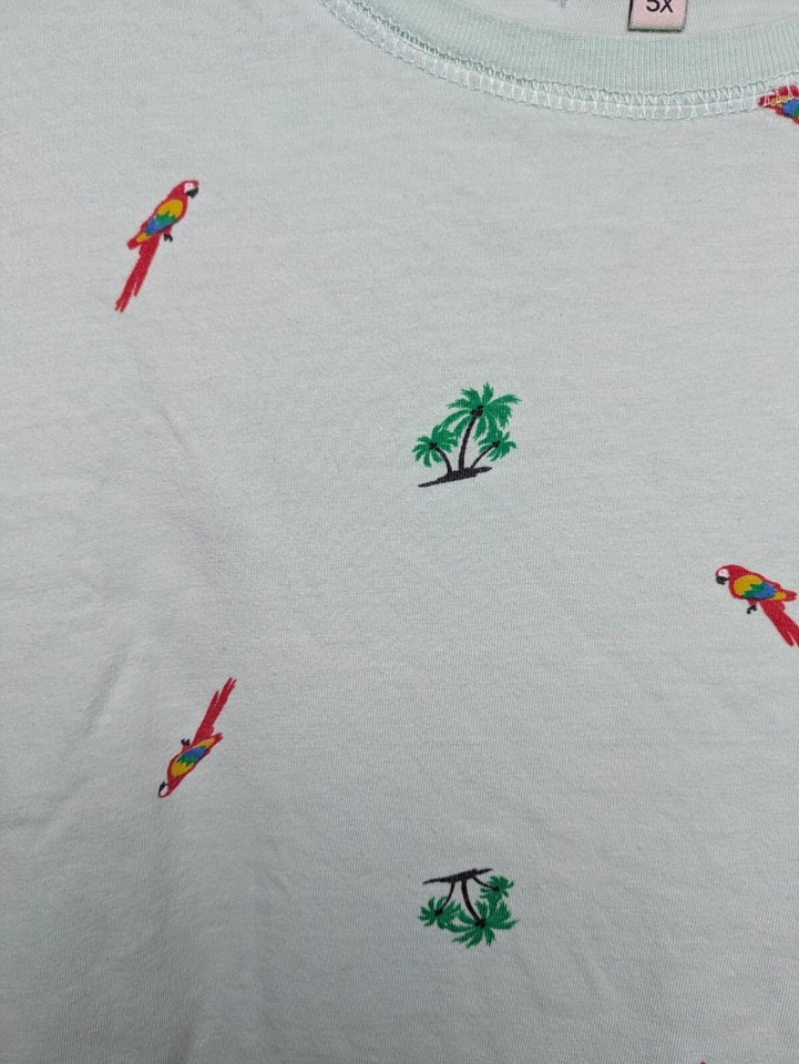 Good Vibes Drill Clothing Men's Tropical Tee Shirt 5X Macaw Parrot Palm