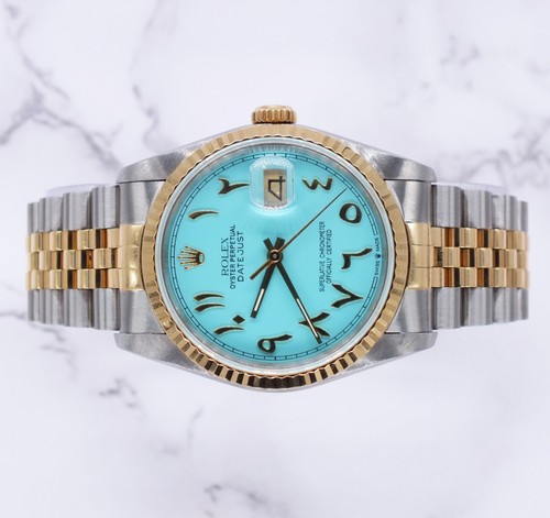 Gents Steel & Gold Rolex Datejust with Tiffany Blue Arabic Dial - Box & Papers. - Picture 2 of 13